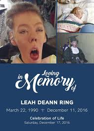 Leah Ring Obituary (2016)