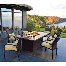 The gas fire dining set collection is the ideal mix of craftsmanship, style, and comfort. Have To Have It South Beach All Weather Wicker Dining Fire Pit Chat Set 2999 98 Hayneedle Patio Furniture Fire Fire Pit Furniture Fire Pit Seating