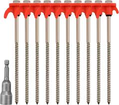 Stabila Tältpinnar i Stål med Gänga och Rephållare - 10 st