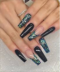 Acrylic Summer Long Black Coffin Nails Pin By Bekah Call On Nails Coffin Nails Long Stiletto Nails Glitter Nails