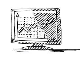 monitor line chart success drawing clipart image