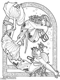 Art Nouveau Coloring Pages To Download And Print For Free In 2020 Mermaid Coloring Pages Mermaid Coloring Book Mermaid Coloring