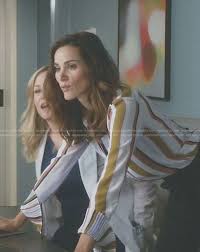 Maybe you would like to learn more about one of these? Wornontv Carina S Stripe Pleated Cuff Blouse On Grey S Anatomy Stefania Spampinato Clothes And Wardrobe From Tv