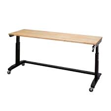Husky 72 In Adjustable Height Work Table Holt72xdb11 The Home Depot In 2020 Adjustable Height Work Table Work Table Adjustable Height Workbench