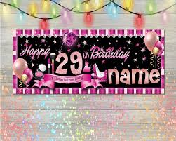 Personalized Birthday Banners For Adults Happy Birthday Banner Personalized Sign Pink Glittery Party Decor Background Adult Birthday Banner Back Happy Birthday Sign 4 Sizesdrop In 2020 Happy Birthday Signs Birthday Sign Happy Birthday Banners