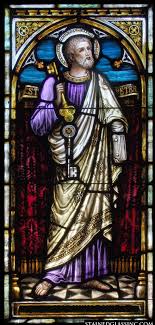 Saint Peter Is Pictured With The Keys To The Kingdom Of Heaven Stained Glass Windows Church Stained Glass Windows Stained Glass