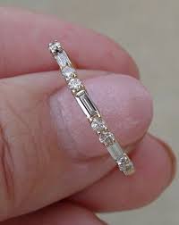 Ring Of Baguette And Round Diamonds Band Rose Yellow And Etsy Baguette Wedding Band Diamond Half Eternity Band Diamond