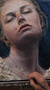 Painting hair is a form of meditation. 🌱, This is one of two paintings I'm  calling #beach #dreamers this is "Nightvisions", #oilpainting #junestratton  #wispyhair