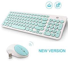 Amazon Com Fashion Wireless Keyboard And Mouse Combo Fd Ik6630 2 4ghz Cordless Cute Round Key Smart Power Saving Ultra Keyboard Laptop Computers Mac Notebook