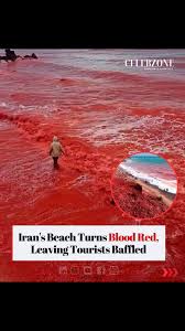 A beach in Iran has mysteriously turned blood red, shocking tourists who  captured the eerie phenomenon on camera. The sudden change occurred after  heavy rainfall, with the beach’s sand taking on a ...