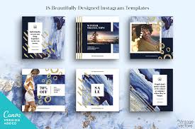 Indigo Instagram Template Set Instagram Template Instagram Banner Instagram Mockup