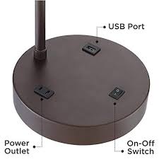 Decor lighting lamps (435) table lamps (197) floor lamps (176) lamp sets (139) desk lamps (29) buffet lamps (4) torchieres (4) more + Colby Modern Desk Table Lamp With Usb And Ac Power Outlet In Base Bronze Metal Linen