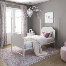 Little Seeds Monarch Hill Clementine Canopy Bed Twin Size Frame White Walmart Com Canopy Bed Frame Twin Canopy Bed Canopy Bed