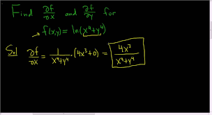 First Order Partial Derivatives Of F X Y Ln X 4 Y 4 Partial Derivative Math Videos Maths Exam