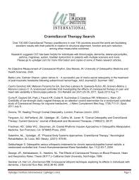 The last part of this lecture handout is taken from chapter 17 of the reference given. Craniosacral Therapy Research Handout