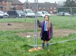 Rebecca Fagg, 9, appeals to landowner of former park to take responsibility  of grass in Freemens Way, Deal