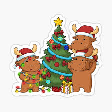 Christmas Moose Stickers Redbubble