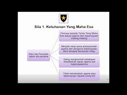 Kepercayaan kepada tuhan yang maha esa,1 believer of one supreme god, a.k.a. Nilai Nilai Yang Terkandung Dalam Sila Pancasila Youtube