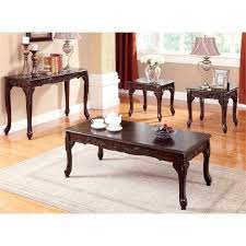 47.75l x 23.5w x 18h in. Furniture Of America Alice 4 Piece Solid Wood Coffee Table Set In Dark Cherry Walmart Com Walmart Com