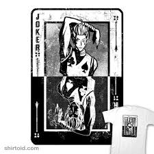 He artfully and secretly uses his hatsu, bungee gum, to kill kastro with the playing cards from one of his tricks. The Joker Card Shirtoid