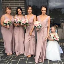 Sheath Deep V Neck Floor Length Blush Elastic Satin Bridesmaid Dress Dusty Pink Bridesmaid Dresses Beautiful Bridesmaid Dresses Light Pink Bridesmaid Dresses