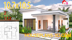 Complete material list + tool list. House Plans 10 7x10 5 With 2 Bedrooms Flat Roof House Plans 3d