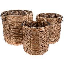 Shop for woven baskets in storage baskets & bins. Natural Black Cylinder Rattan Basket Set Hobby Lobby 1005826