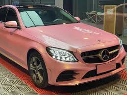 Eaglevinyl High Glossy Rouge Pink Wrapped On Benz Vinyl Wrap Pink Wrap Pink Car