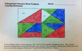 Pythagorean Theorem Word Problems Coloring Worksheet Word Problem Worksheets Word Problems Pythagorean Theorem