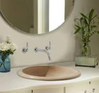 Light Beige Travertine Natural Stone Drop-in or Above Vanity Bathroom Sink