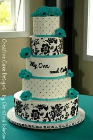 Black And White Wedding Cakes Black White Turquoise Wedding Cake Hmmm I Never Thought Of Teal And Black And White As Wedding Colors Tealweddin Teal Wedding Cake Cake Buttercream Cake