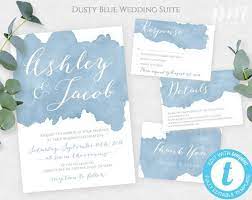 Dusty Blue Watercolor Wedding Invitation Template Set Editable Light Blue Wedding Suite Printable Invitation Kit Instant Download Wbdb Watercolor Wedding Invitations Wedding Invitations Wedding Invitation Templates