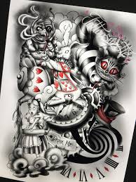 Black Alice In Wonderland Tattoos Alice In Wonderland Tattoo Design Wonderland Tattoo Alice In Wonderland Tattoo Sleeve Alice And Wonderland Tattoos