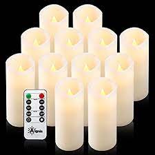 Amazon Com Flameless Candles Battery Candles Set Of 12 D2 2 X H6 Real Wax Led Candles With 10 Key Remote Timer By Flameless Candles Battery Candles Candles