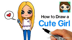 Supplies you might love (amazon affili. How To Draw A Cute Girl Holding A Cell Phone Easy Youtube