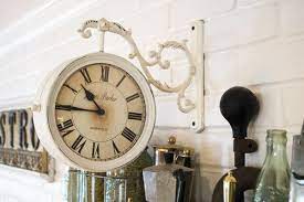 Maybe you would like to learn more about one of these? This Double Sided Clock From Hobby Lobby Works Perfectly With The Antiques On Display Above The Oven Including E Home Decor Online Hanging Clock Unique Clocks