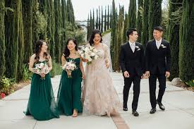 Black And Green Wedding Dress Mount Palomar Winery Wedding Allison Thanh Blush Wedding Gown Forest Green Bridesmaid Dresses Wedding Dresses Blush