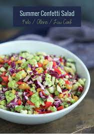 Summer Confetti Salad Low Carb And Gluten Free Recipe Low Carb Salad Low Carb Side Dishes Summer Salad Recipes