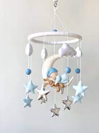 Baby Mobile Boy Blue Baby Mobile Hanging Cot Mobile For Nursery Crib Mobile Stars And Clouds Mobile Boho Mobile Baby Boy Mobile Baby Mobile Stars Baby Mobile