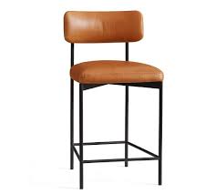 In many colors from exper… Maison Leather Bar Counter Stools Pottery Barn