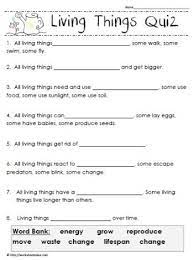 Living Things Quiz Worksheets Third Grade Science Worksheets Worksheets For Grade 3 Second Grade Science