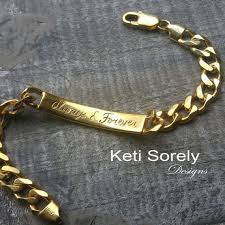 10k yellow gold 3mm super flexible silky herringbone chain bracelet. Engraved Bar Bracelet For Men Large Chain Engraved Bracelet Etsy Mens Gold Bracelets Gold Chains For Men Gold Bracelet