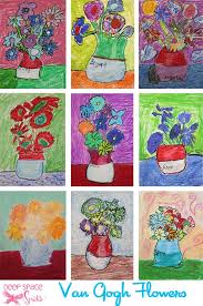 Van Gogh Sunflowers Art Lesson In Oil Pastel And Tempera Paint Deep Space Sparkle Flower Art Sunflower Art Van Gogh Flowers