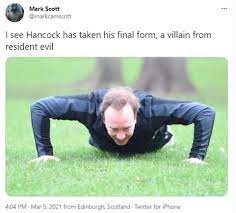 Health Secretary Matt Hancock Hops Over A Fence At London Park Readsector