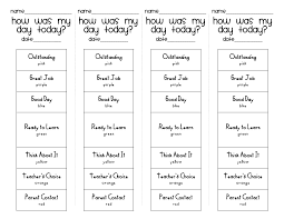 Daily Behavior Chart Parent Communication Slips Behavior