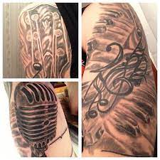 Preston Williams On Instagram Half Sleeve Tattoo Unfinished Ink Music Pianokeys Microphone Guitar Guitar Tattoo Tattoos Tribal Tattoos