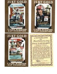 Authentic 24k gold jeff gordon signature. 1995 Classic Dale Earnhardt 23k Gold Border 3 Card Set With Coa 10 000 Heroes Sports Cards