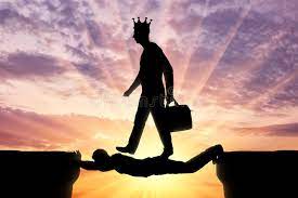 Selfish Man with a Crown on His Head is Walking Over a Man in the Form of a  Bridge Over an Abyss Stock Photo - Image of gulf, metaphor: 145478792