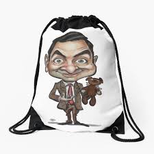 Mr Beans Holiday Drawstring Bags for Sale