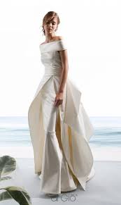 Very Classy And Elegant Bridal Off White Maxi Satin Dress With Overlay Skirt Bridal Dresses Wedding Dress Inspiration Wedding Dresses Simple